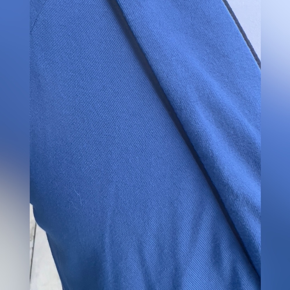 BCBG MaxAzaria Blue Long Sleeves Dress Medium Black Trim - Picture 3 of 14